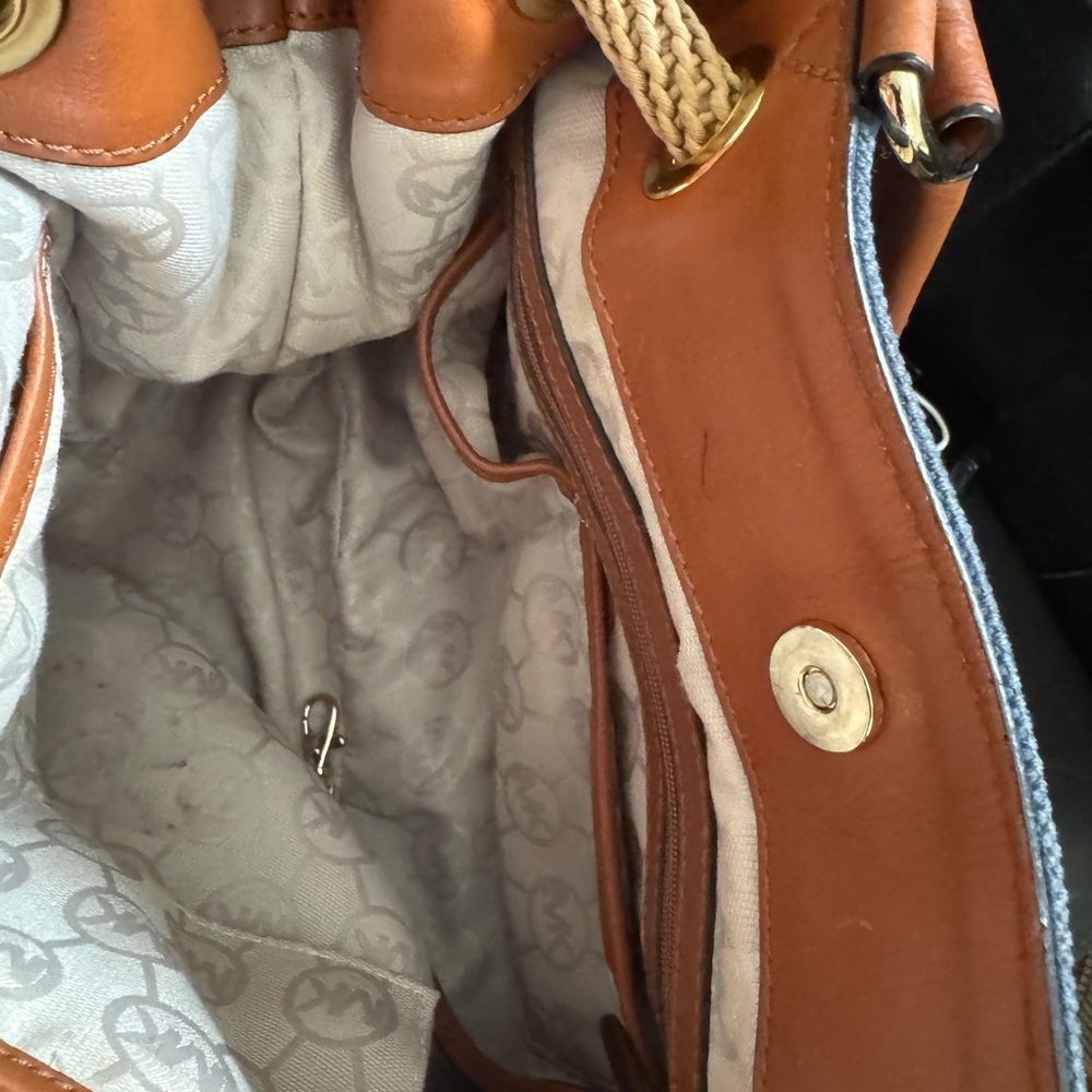 Michael Kors Navy and Brown Shoulder Bag - Picture 3 of 8